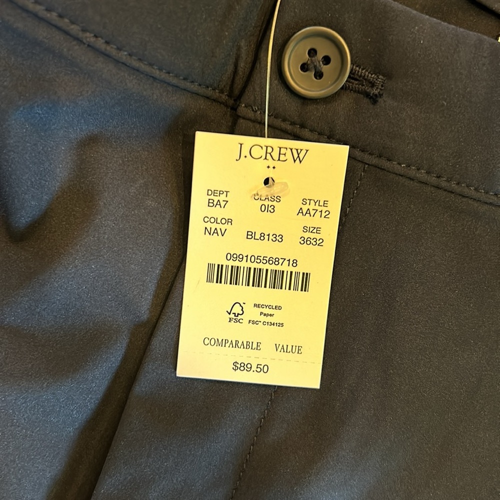 BNWT J Crew Slim Tech Pants in Navy Blue 36x32 - Picture 7 of 7